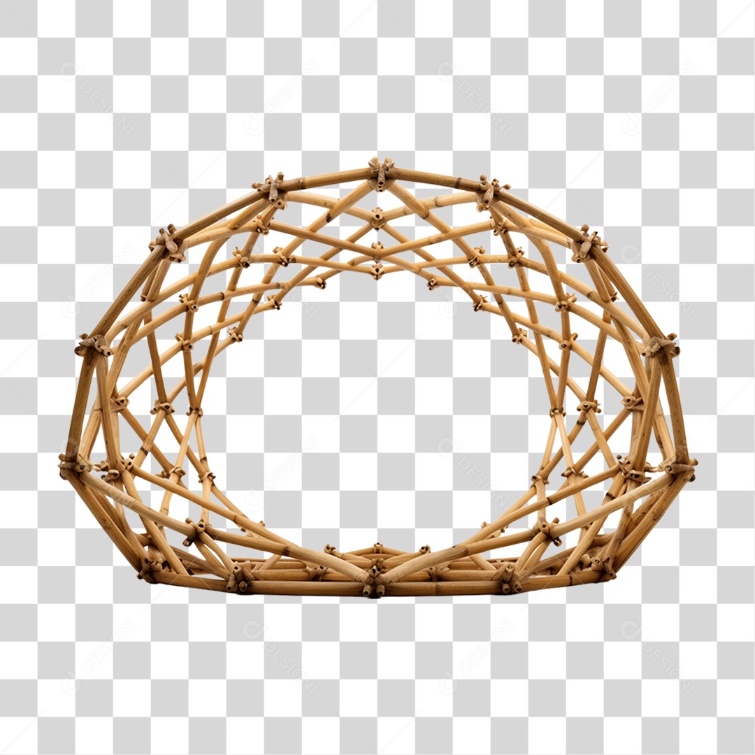 Elemento 3D Bambu Madeira Treliça Redonda Para Composição PNG Transparente