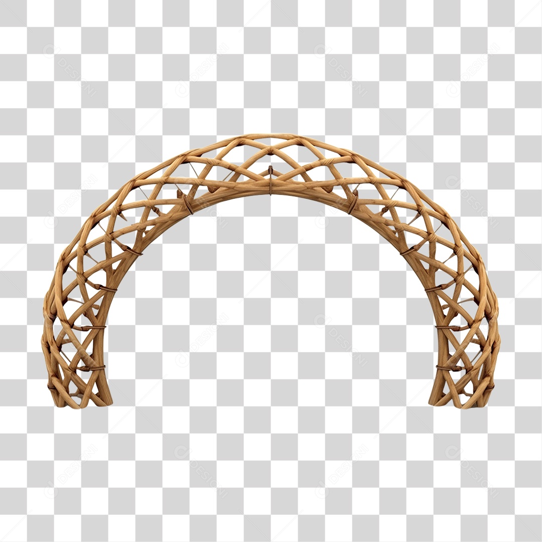 Elemento 3D Bambu Madeira Treliça Redonda Para Composição PNG Transparente