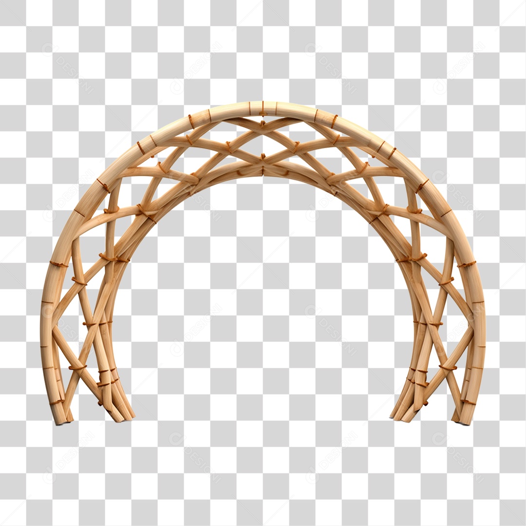 Elemento 3D Bambu Madeira Treliça Redonda Para Composição PNG Transparente
