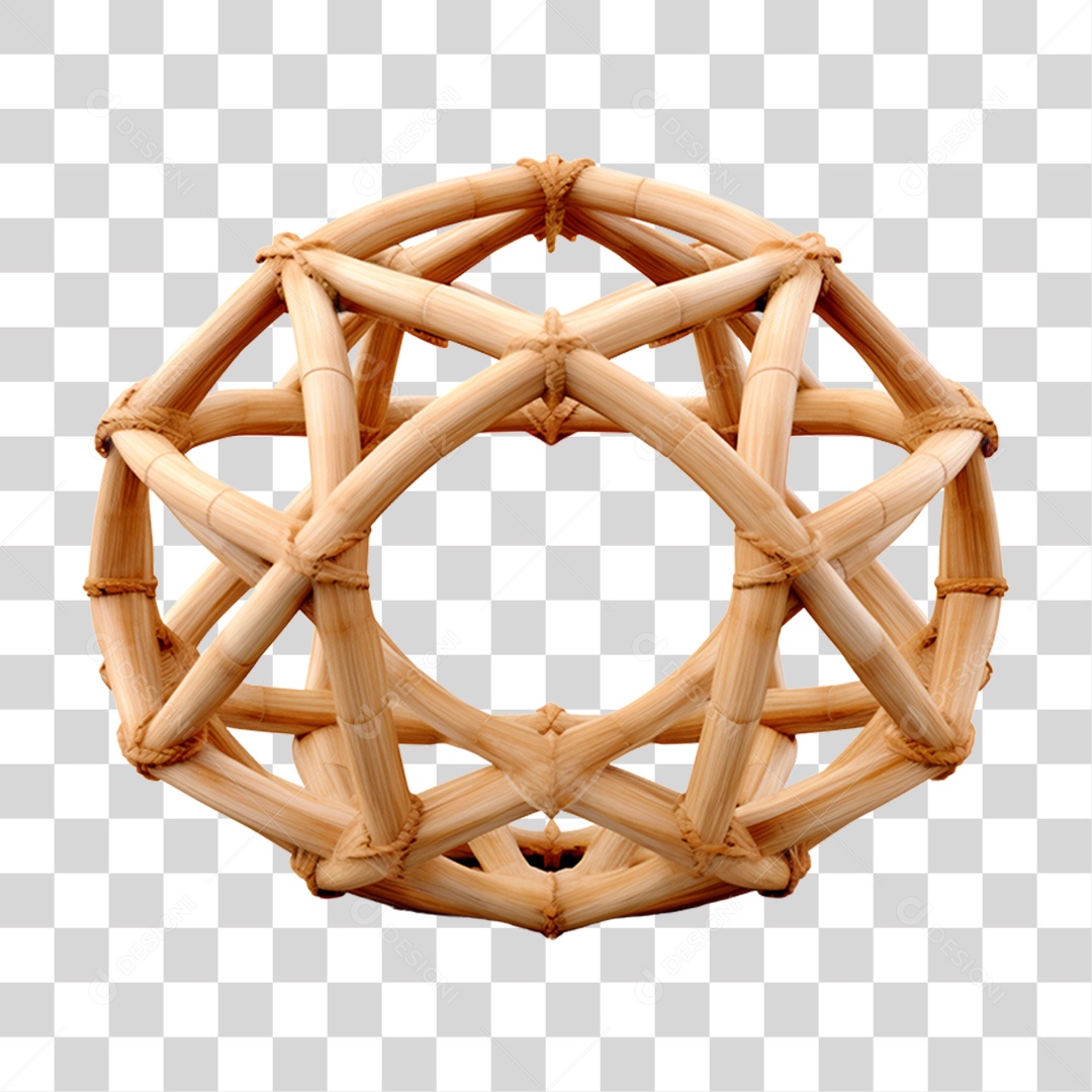 Elemento 3D Bambu Madeira Treliça Redonda Para Composição PNG Transparente