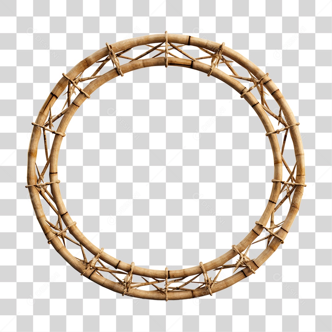 Elemento 3D Bambu Madeira Treliça Redonda Para Composição PNG Transparente