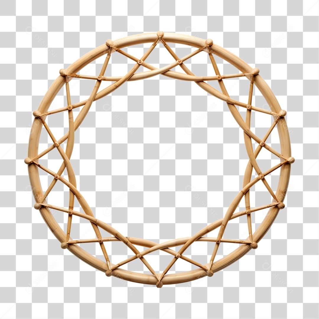 Elemento 3D Bambu Madeira Treliça Redonda Para Composição PNG Transparente