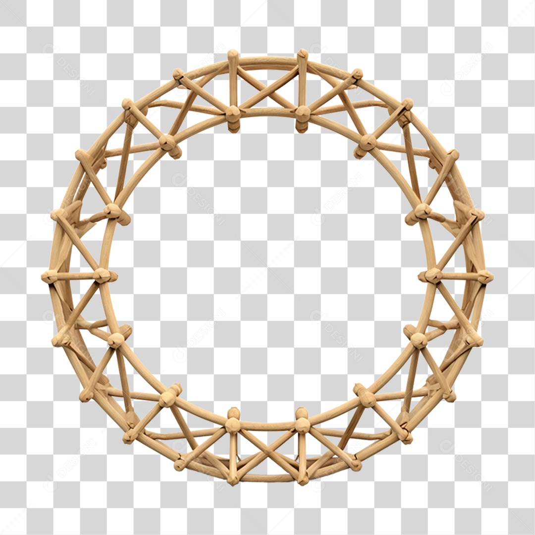 Elemento 3D Bambu Madeira Treliça Redonda Para Composição PNG Transparente