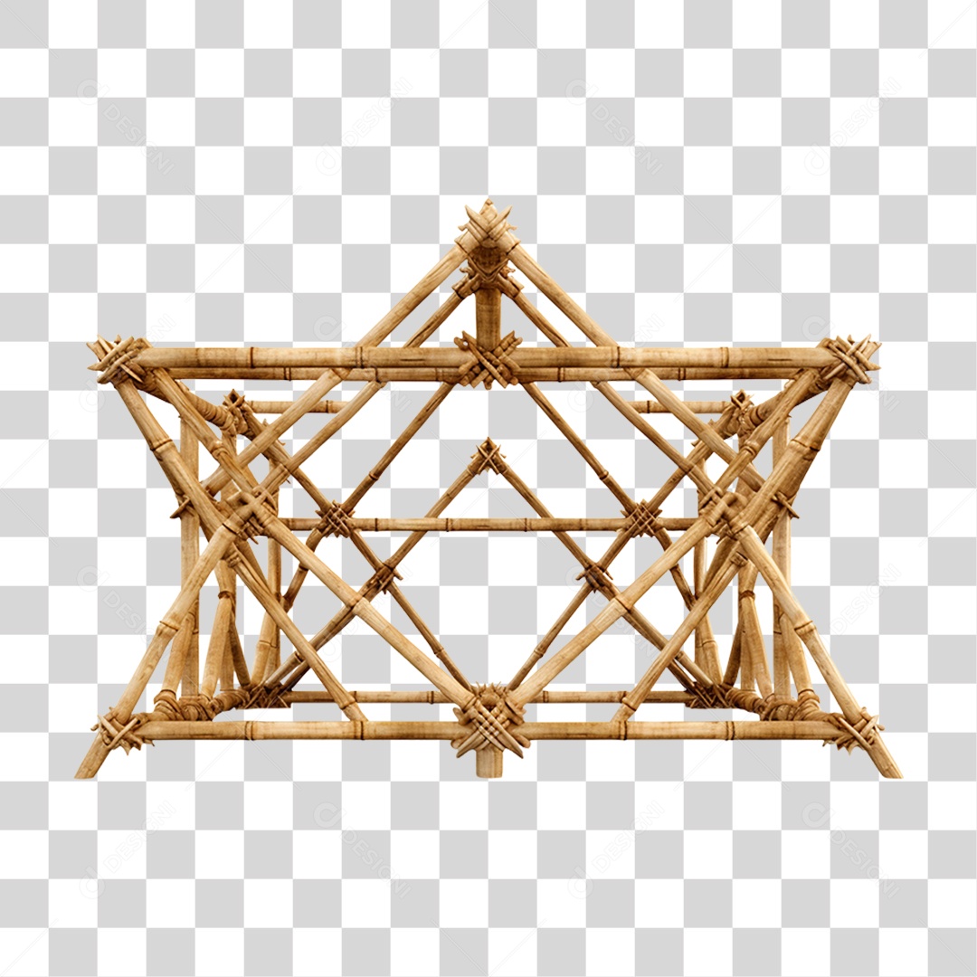 Elemento 3D Bambu Madeira Treliça Redonda Para Composição PNG Transparente