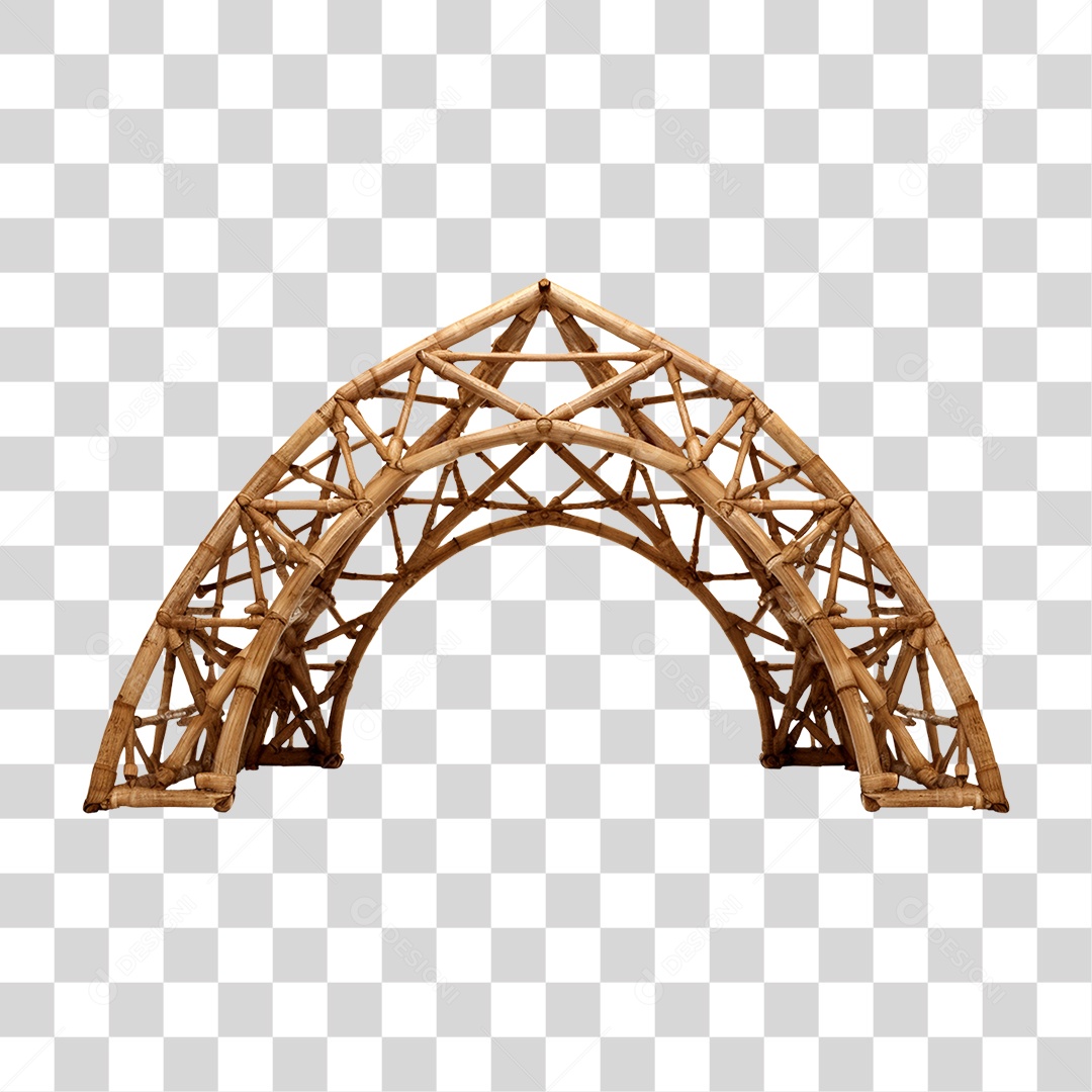 Elemento 3D Bambu Madeira Treliça Redonda Para Composição PNG Transparente