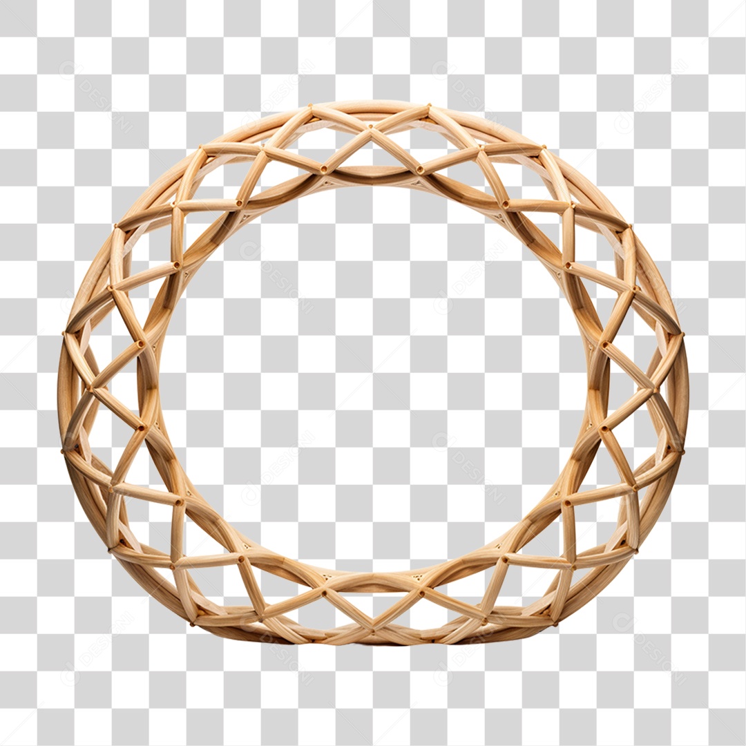 Elemento 3D Bambu Madeira Treliça Redonda Para Composição PNG Transparente