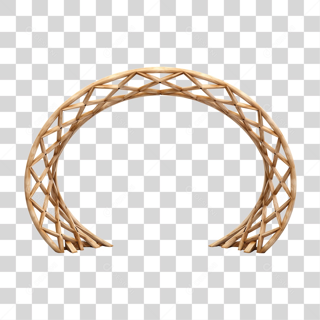 Elemento 3D Bambu Madeira Treliça Redonda Para Composição PNG Transparente
