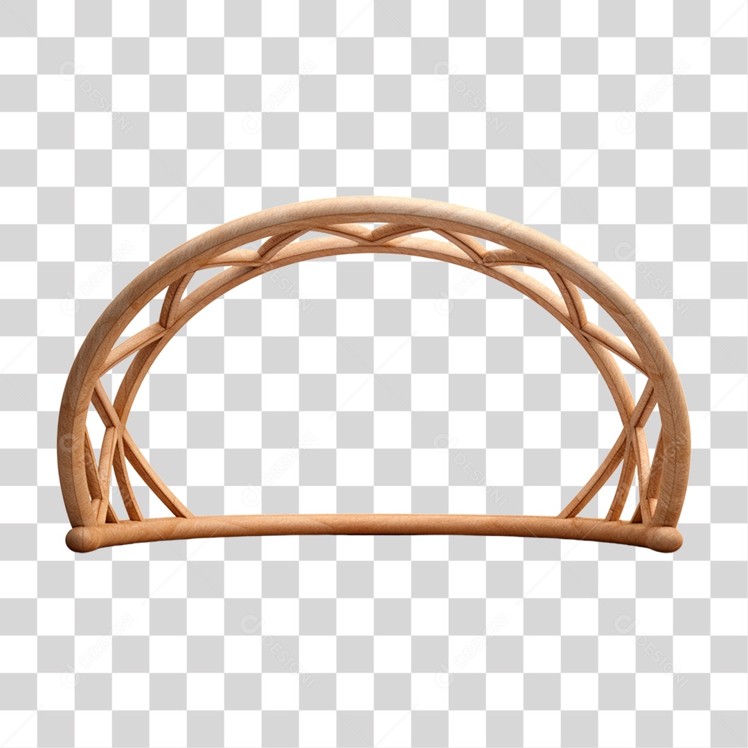 Elemento 3D Bambu Madeira Treliça Redonda Para Composição PNG Transparente