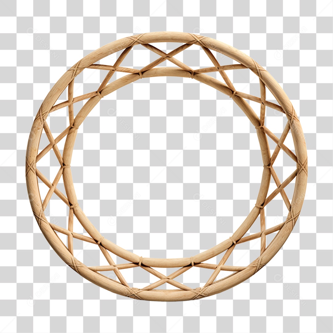 Elemento 3D Bambu Madeira Treliça Redonda Para Composição PNG Transparente
