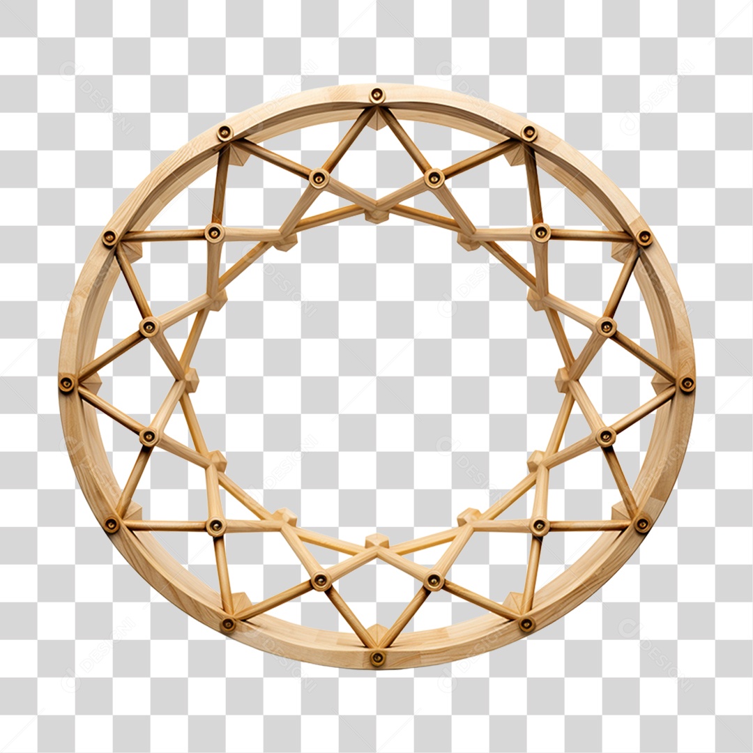 Elemento 3D Bambu Madeira Treliça Redonda Para Composição PNG Transparente