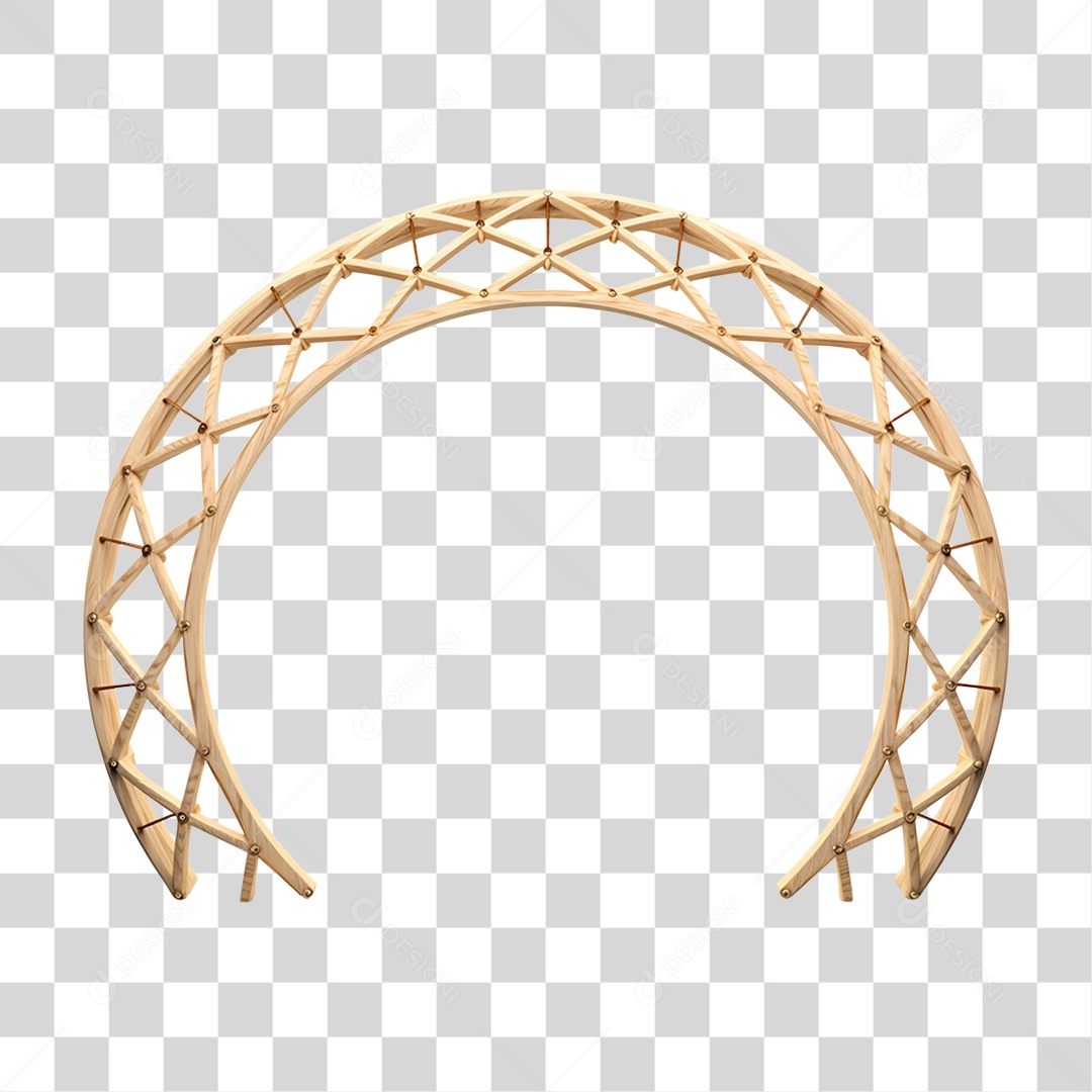 Elemento 3D Bambu Madeira Treliça Redonda Para Composição PNG Transparente