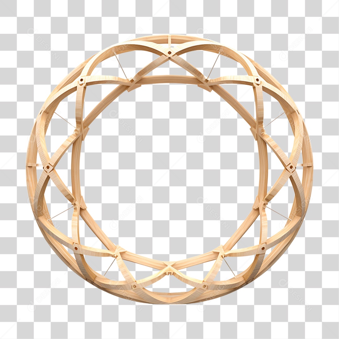 Elemento 3D Bambu Madeira Treliça Redonda Para Composição PNG Transparente