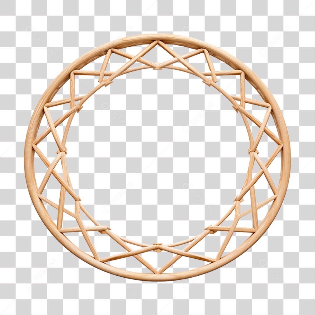 Elemento 3D Bambu Madeira Treliça Redonda Para Composição PNG Transparente