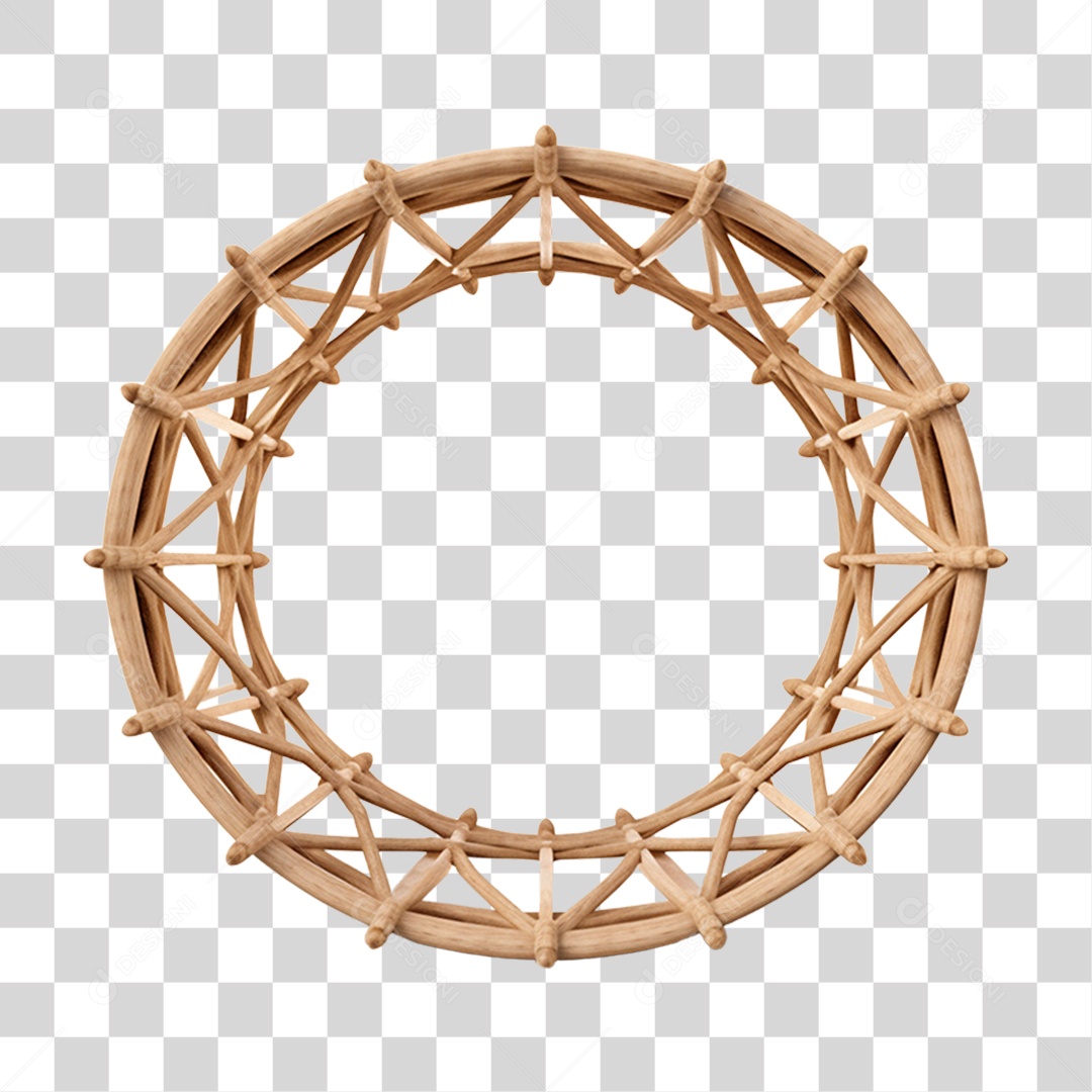 Elemento 3D Bambu Madeira Treliça Redonda Para Composição PNG Transparente