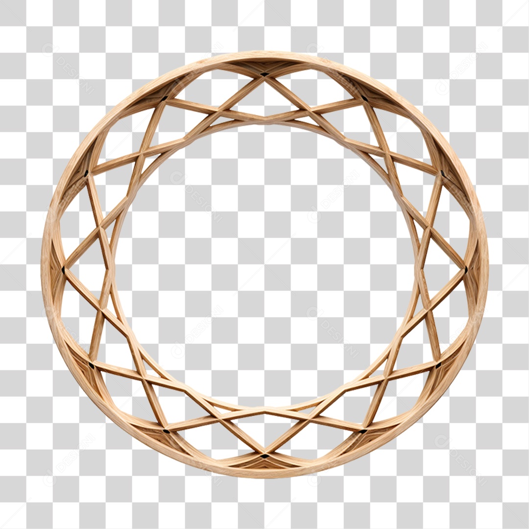 Elemento 3D Bambu Madeira Treliça Redonda Para Composição PNG Transparente