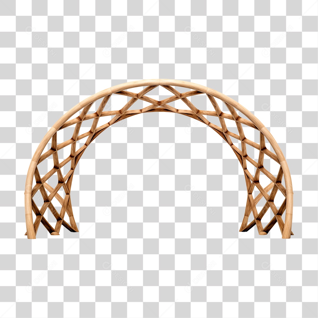 Elemento 3D Bambu Madeira Treliça Redonda Para Composição PNG Transparente