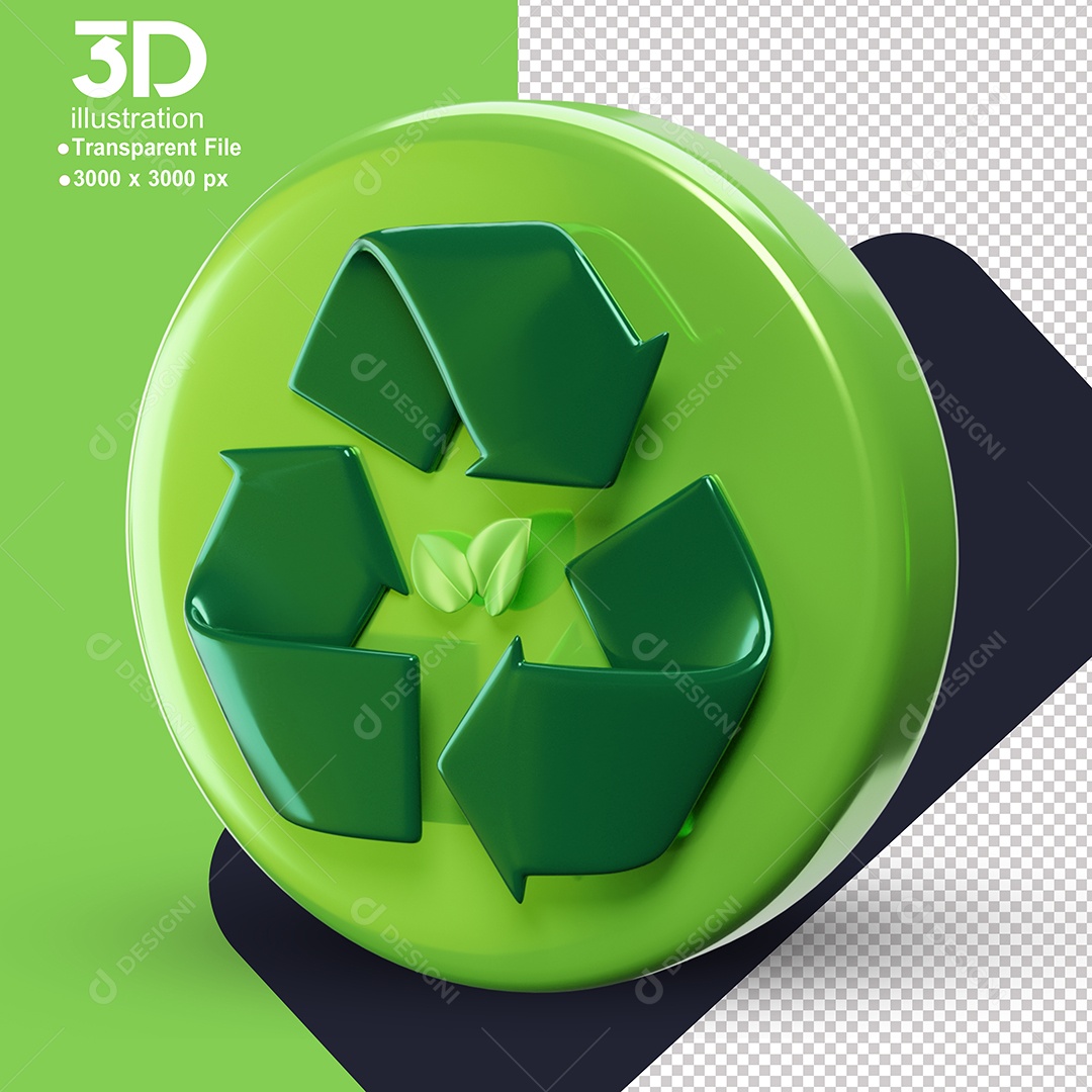 Ícone da Ecologia Elemento 3D de Sustentabilidade para Composição PSD