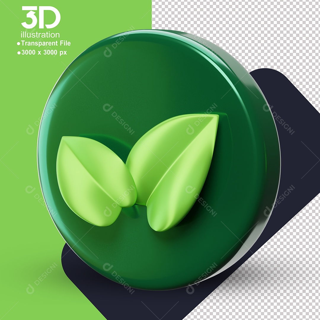 Ícone Folhas Elemento 3D de Sustentabilidade para Composição PSD