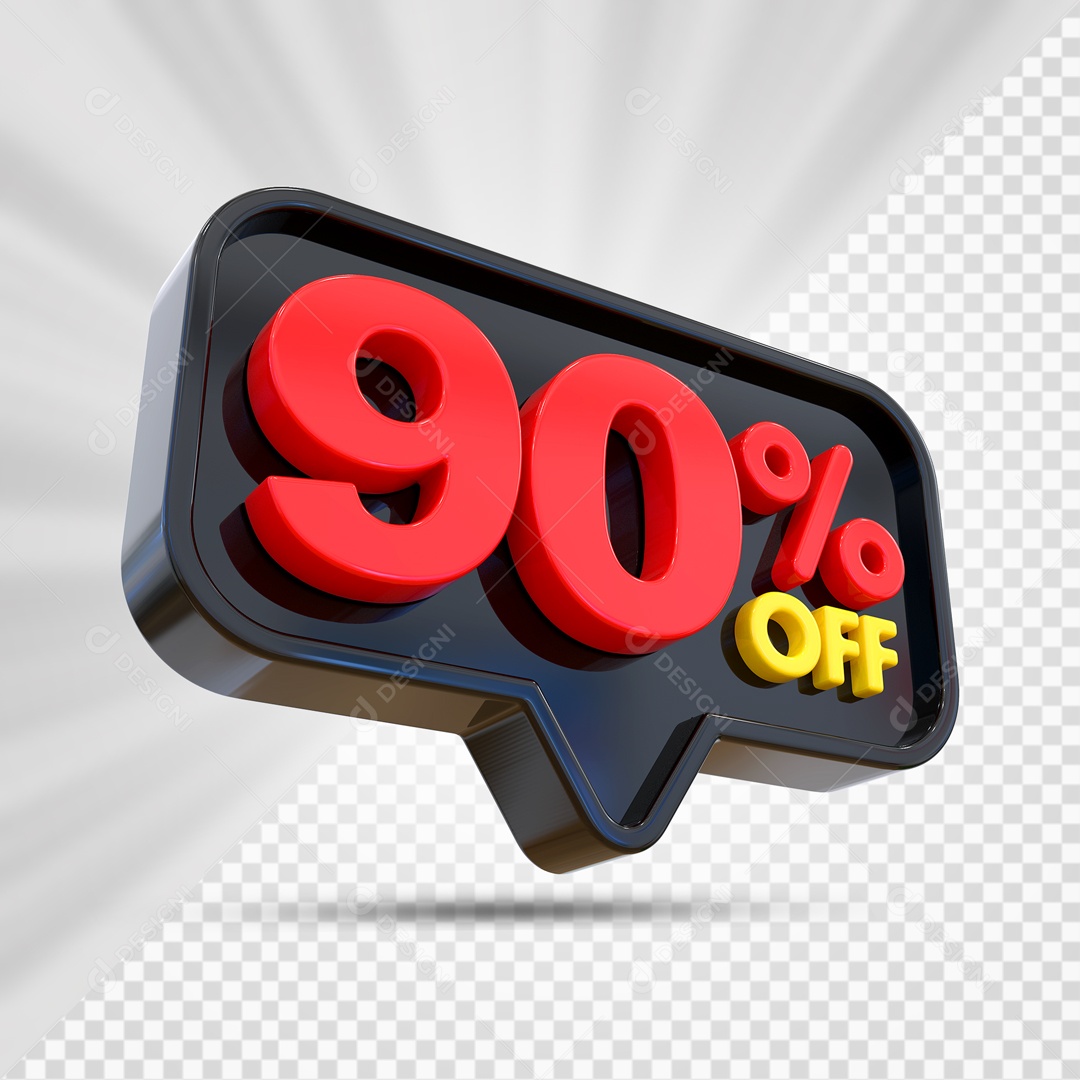 Elemento 3D Preto 90% Off Para Composição PSD