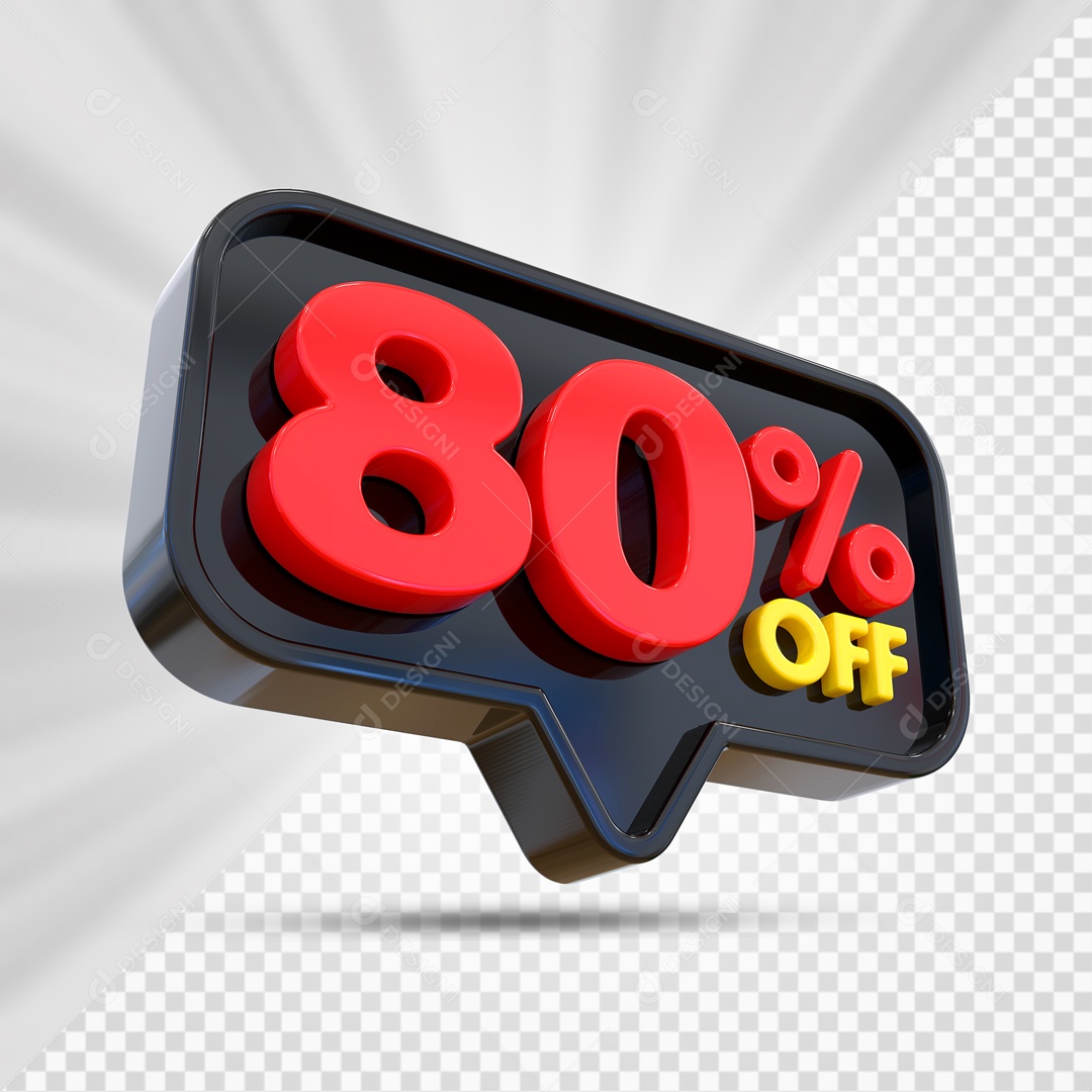 Elemento 3D Preto 80% Off Para Composição PSD