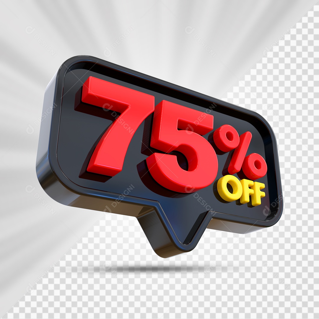 Elemento 3D Preto 75% Off Para Composição PSD