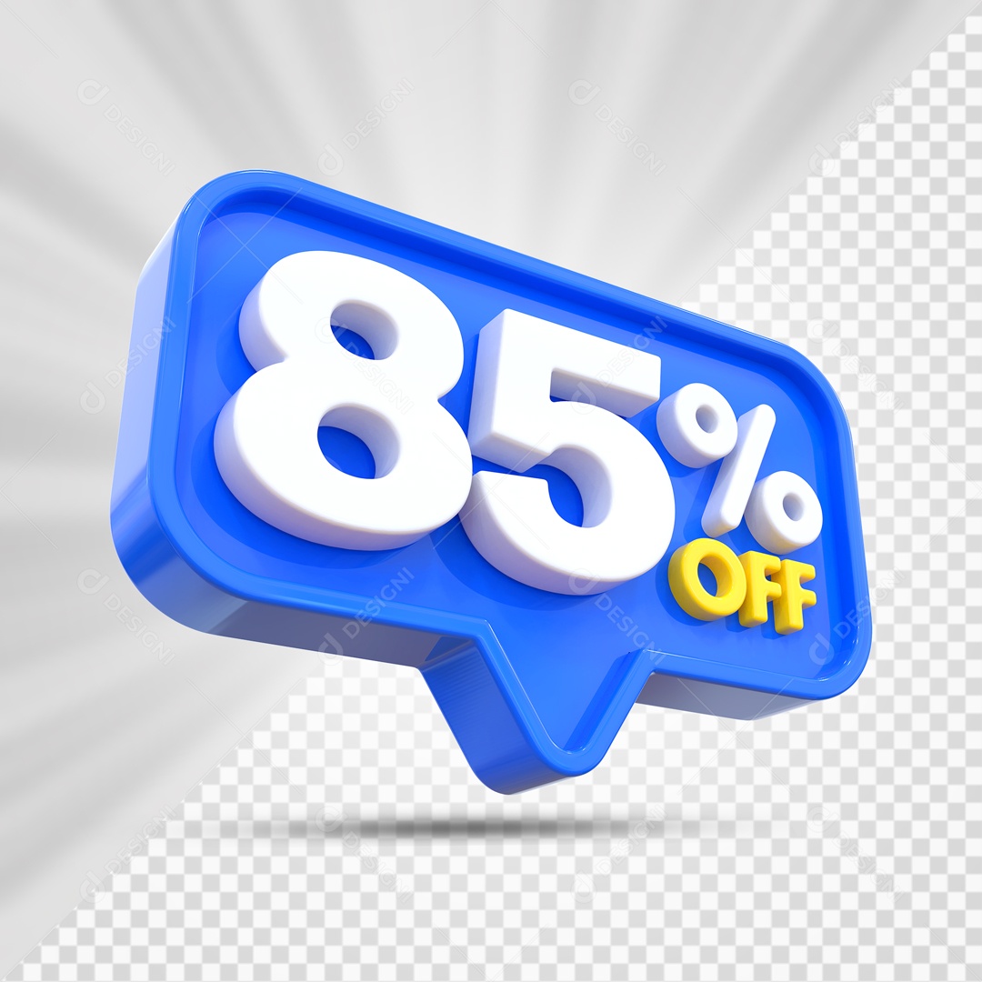 Elemento 3D Azul 85% Off Para Composição PSD