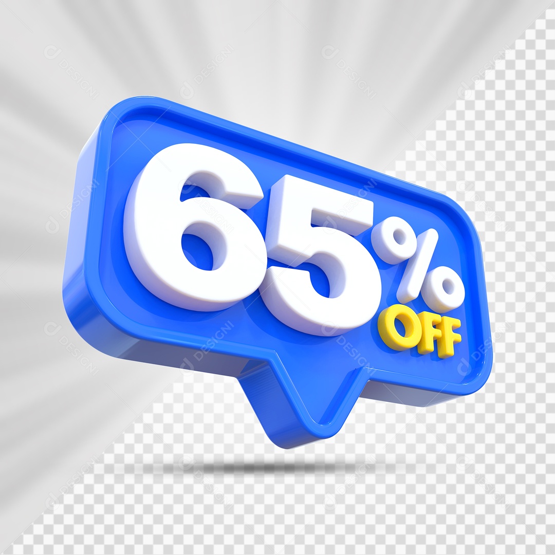 Elemento 3D Azul 65% Off Para Composição PSD