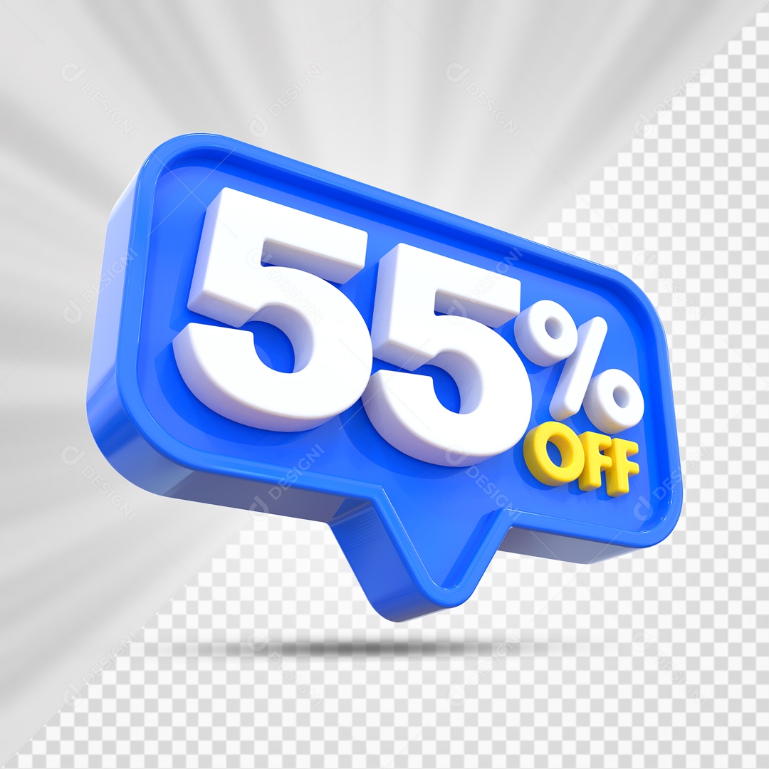 Elemento 3D Azul 55% Off Para Composição PSD