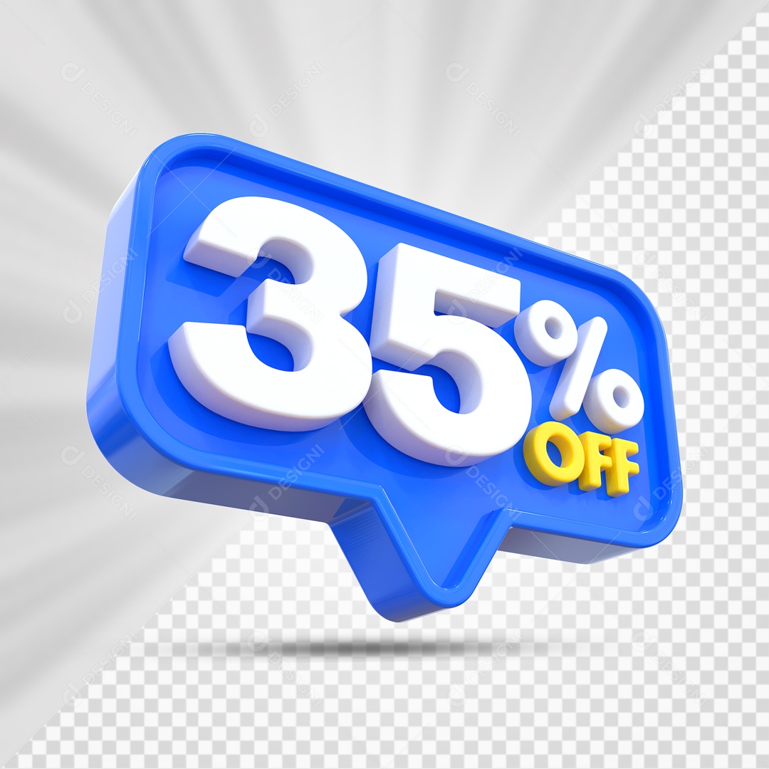 Elemento 3D Azul 35% Off Para Composição PSD