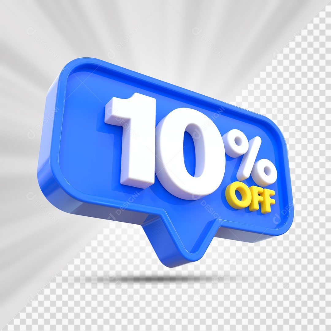 Elemento 3D Azul 10% Off Para Composição PSD