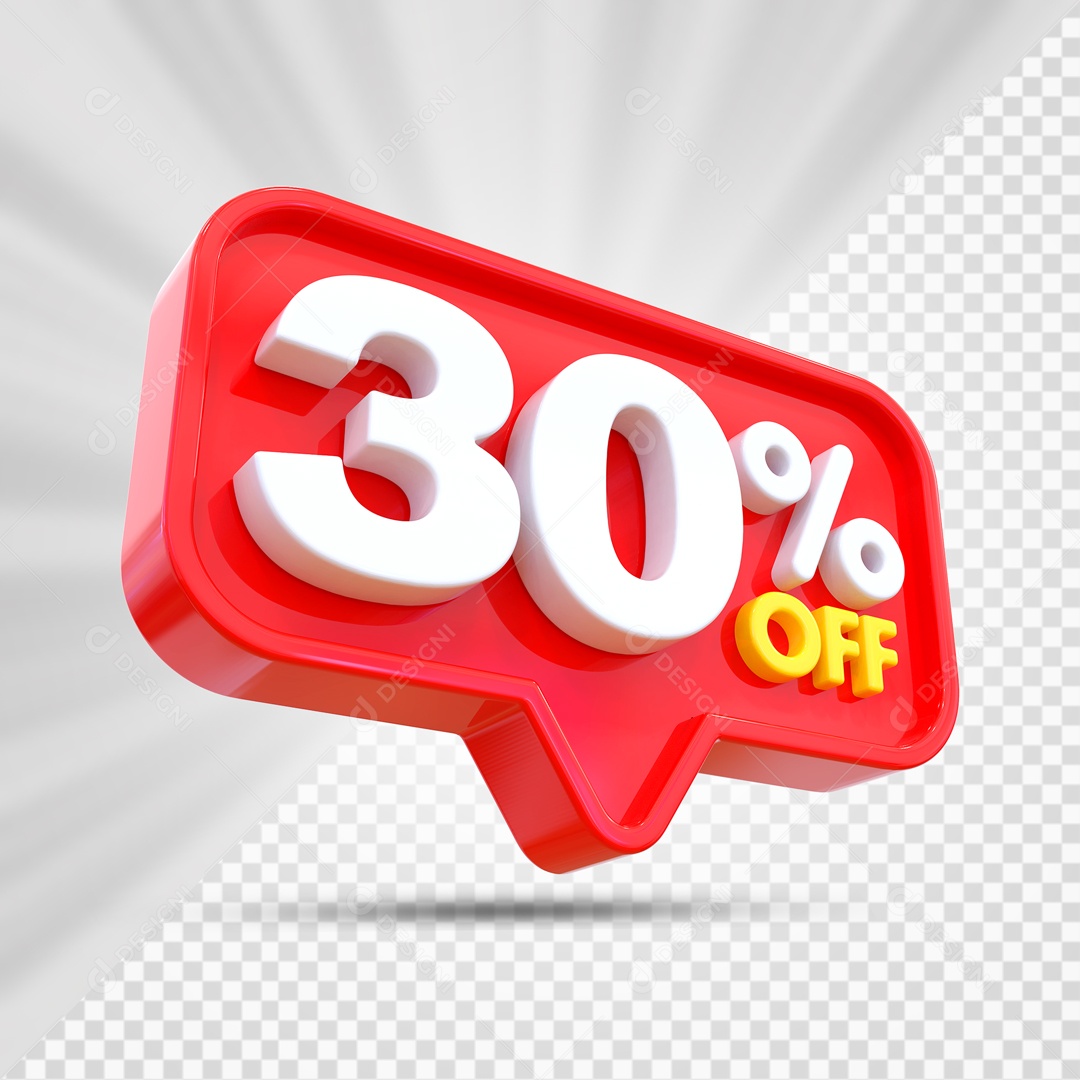 Elemento 3D Vermelho 30% Off Para Composição PSD