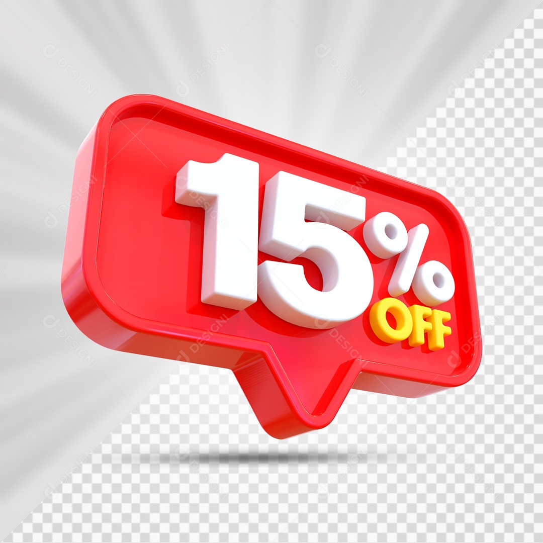 Elemento 3D Vermelho 15% Off Para Composição PSD