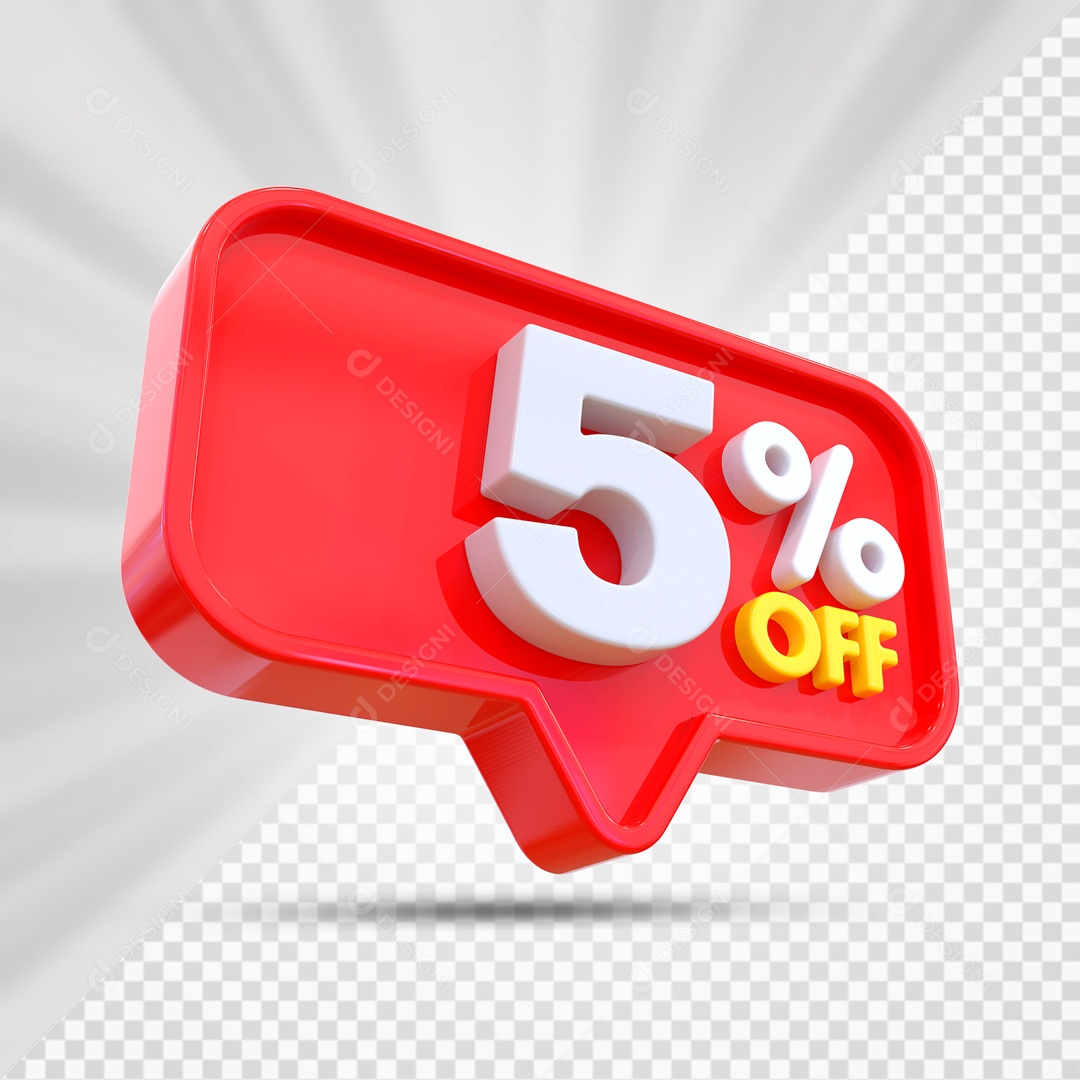 Elemento 3D Vermelho 5% Off Para Composição PSD