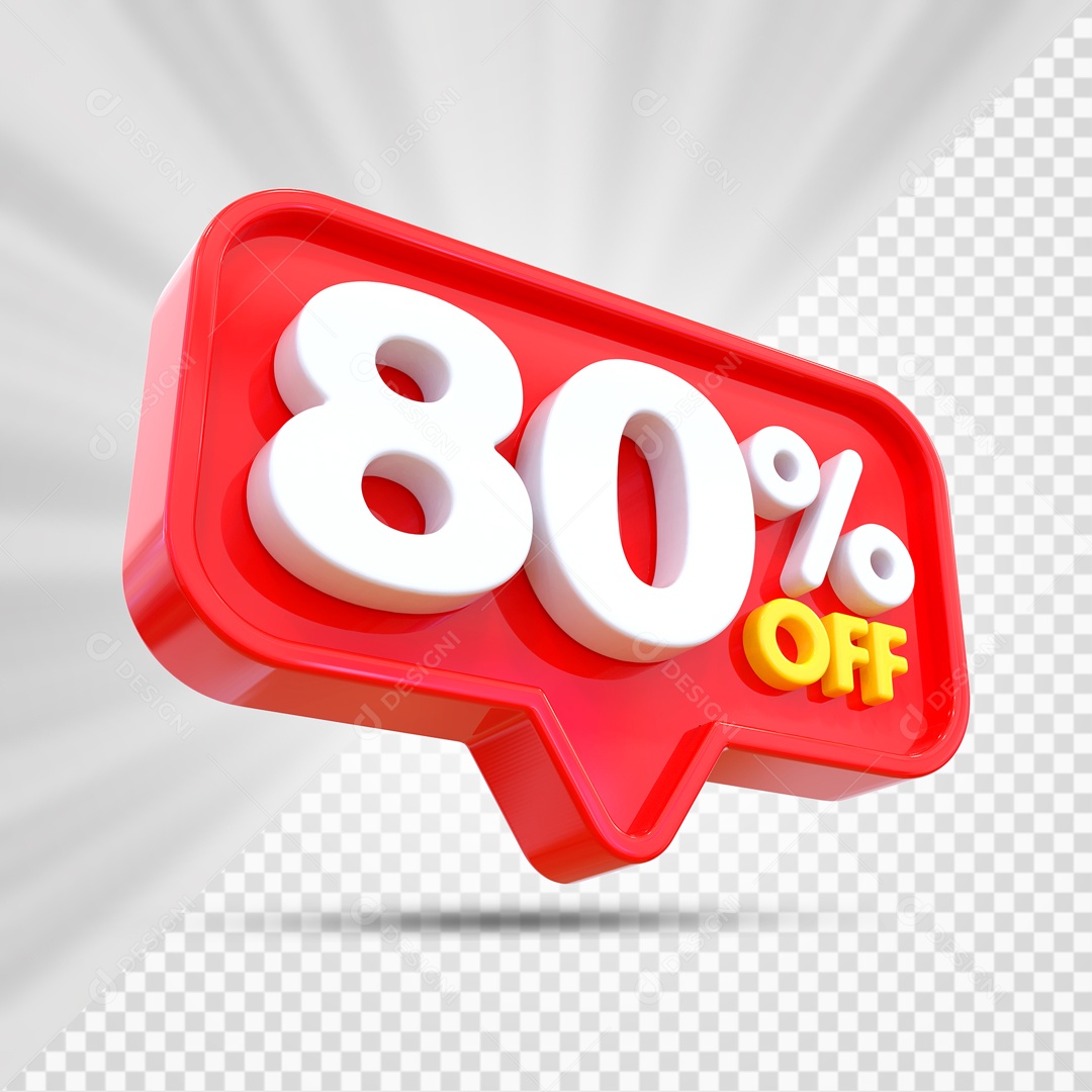 Elemento 3D Vermelho 80% Off Para Composição PSD