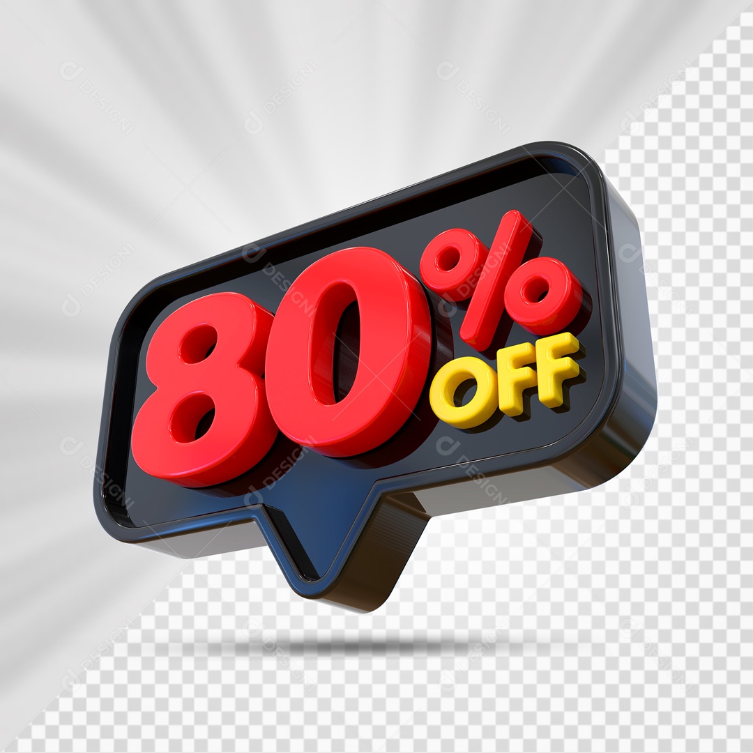 Elemento 3D Preto 80% Off Para Composição PSD