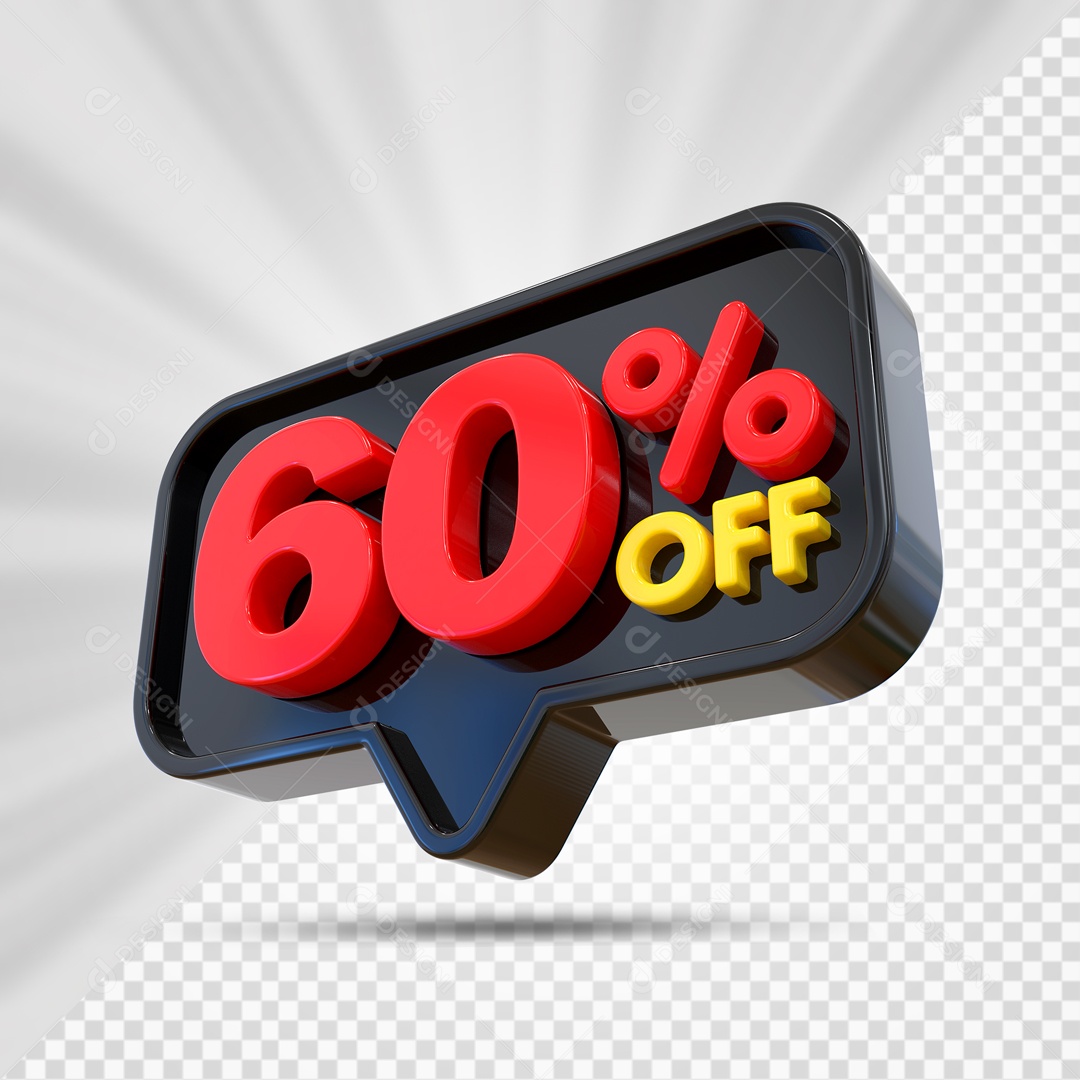 Elemento 3D Preto 60% Off Para Composição PSD