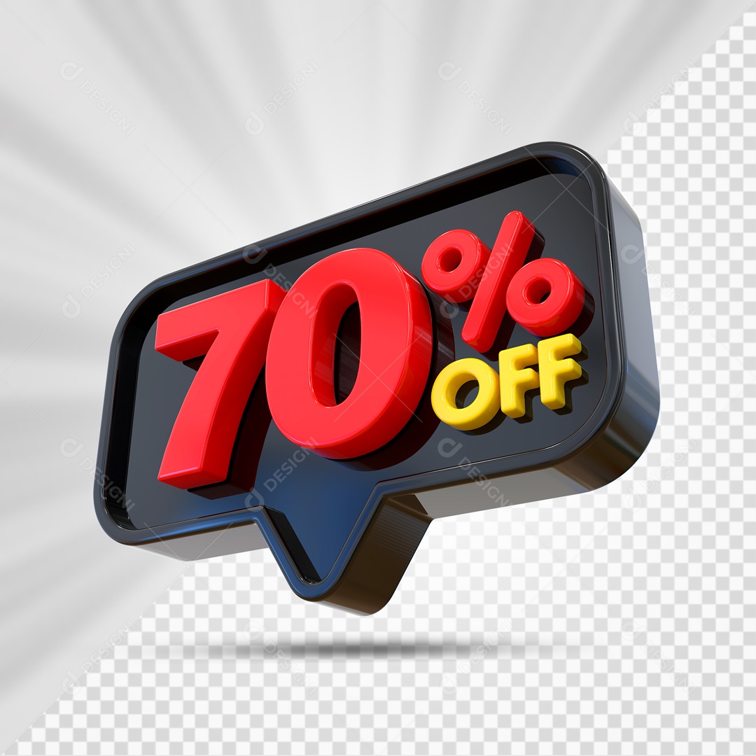Elemento 3D Preto 70% Off Para Composição PSD