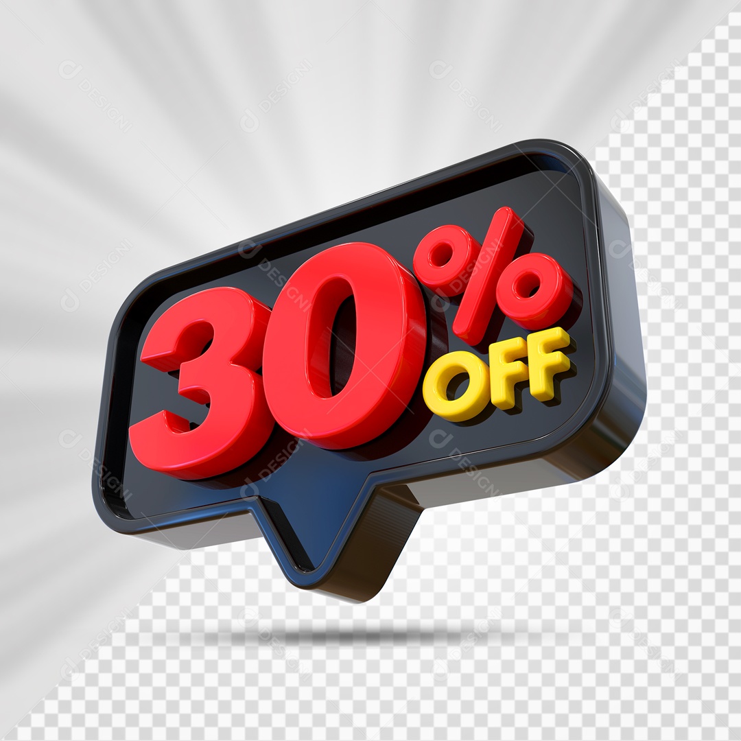 Elemento 3D Preto 30% Off Para Composição PSD
