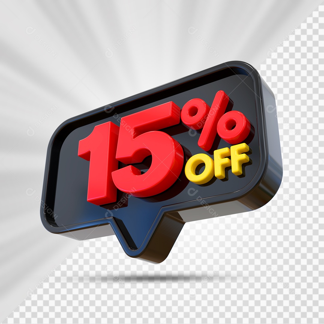 Elemento 3D Preto 15% Off Para Composição PSD