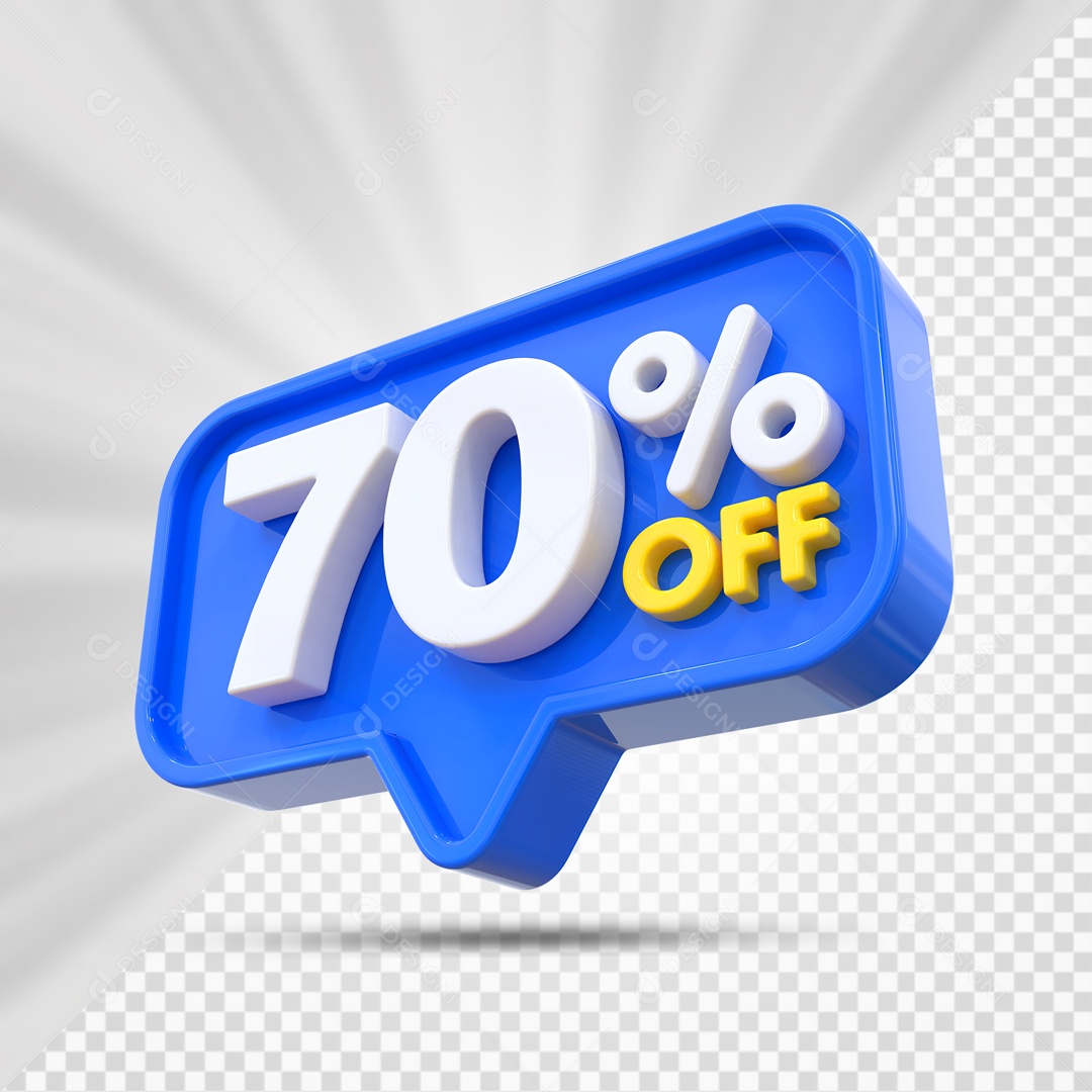 Elemento 3D Azul 70% Off Para Composição PSD