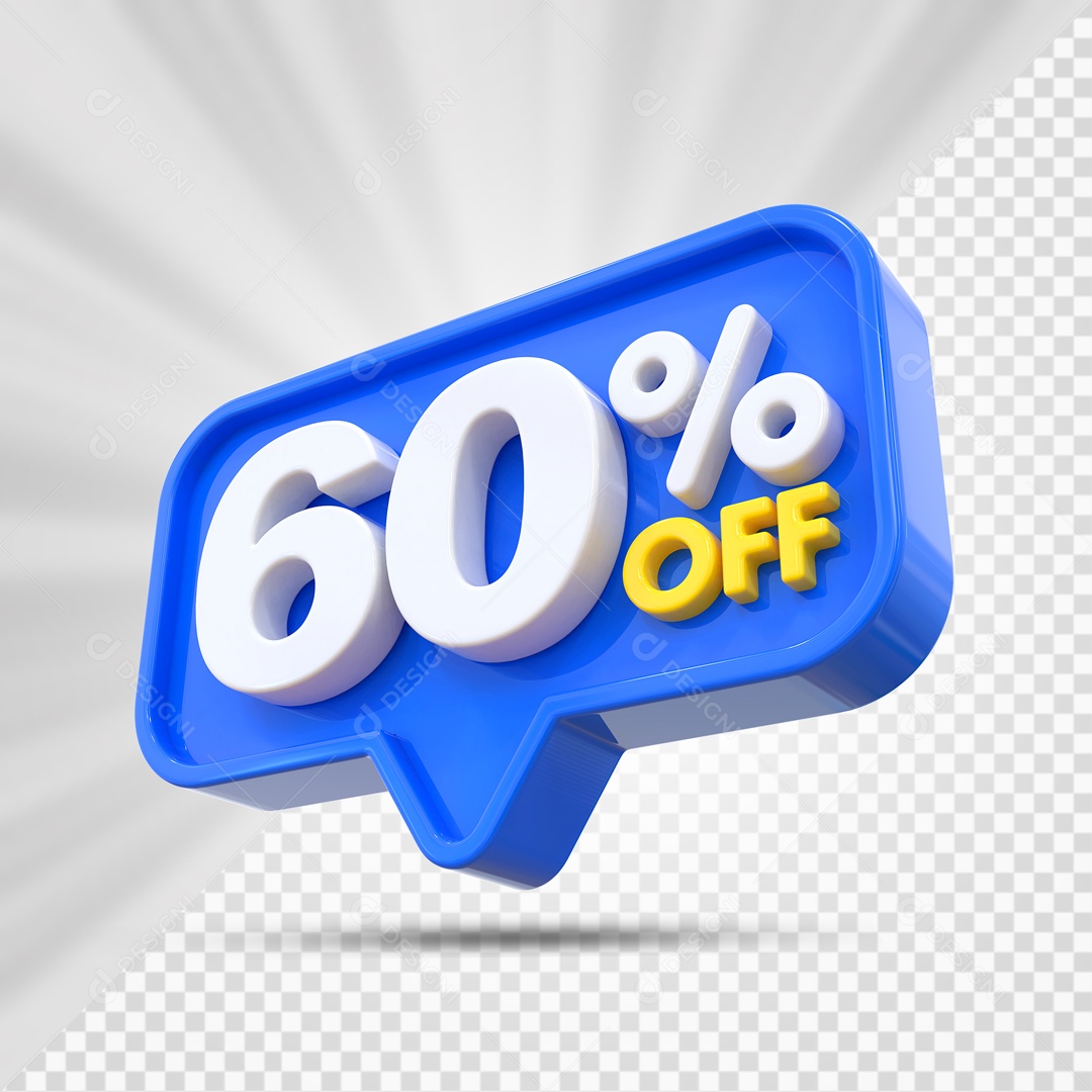 Elemento 3D Azul 60% Off Para Composição PSD