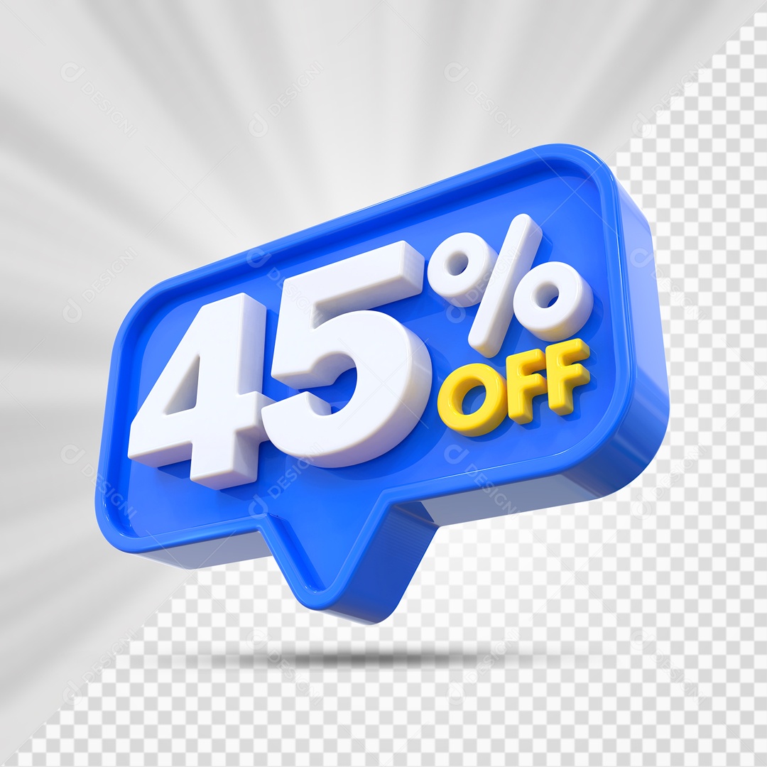 Elemento 3D Azul 45% Off Para Composição PSD