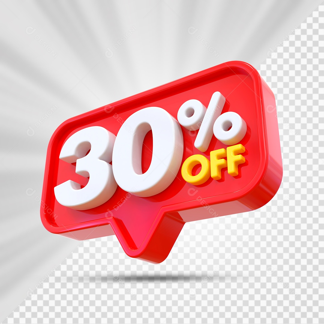 Elemento 3D Vermelho 30% Off Para Composição PSD