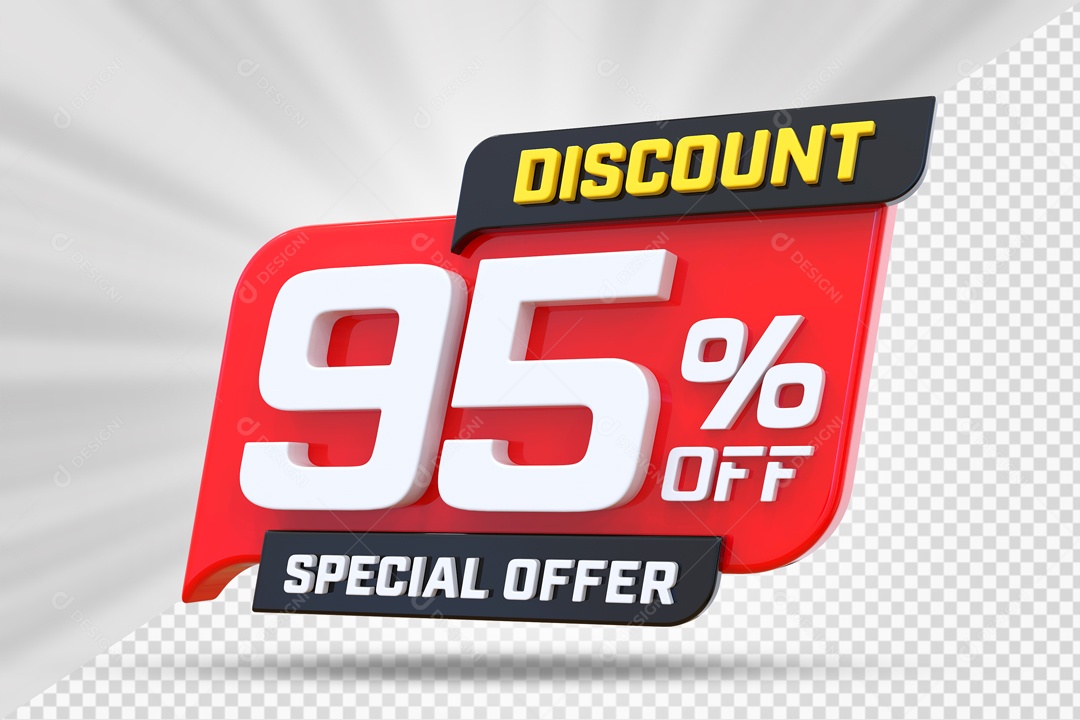 Selo 3D Vermelho Discount Special Offer 95% Para Composição PSD