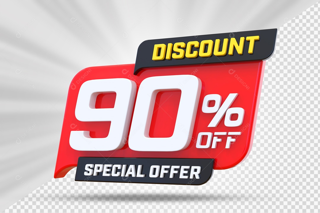 Selo 3D Vermelho Discount Special Offer 90% Para Composição PSD