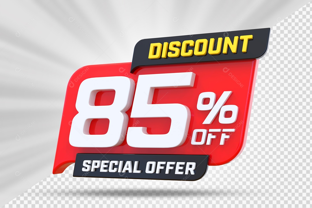 Selo 3D Vermelho Discount Special Offer 85% Para Composição PSD