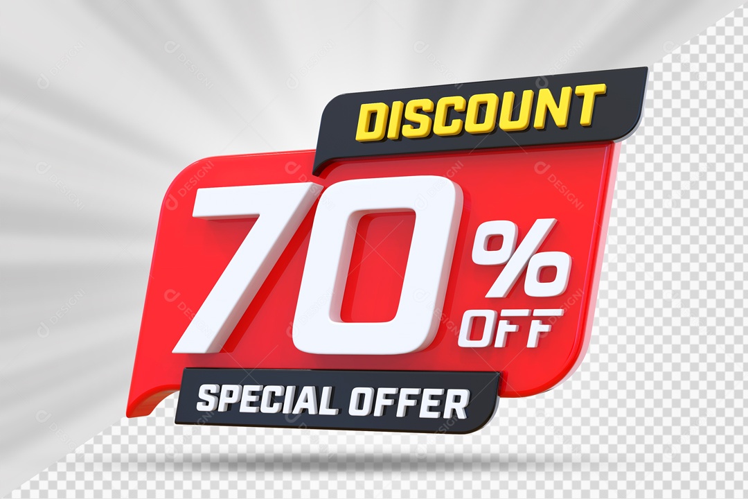 Selo 3D Vermelho Discount Special Offer 70% Para Composição PSD