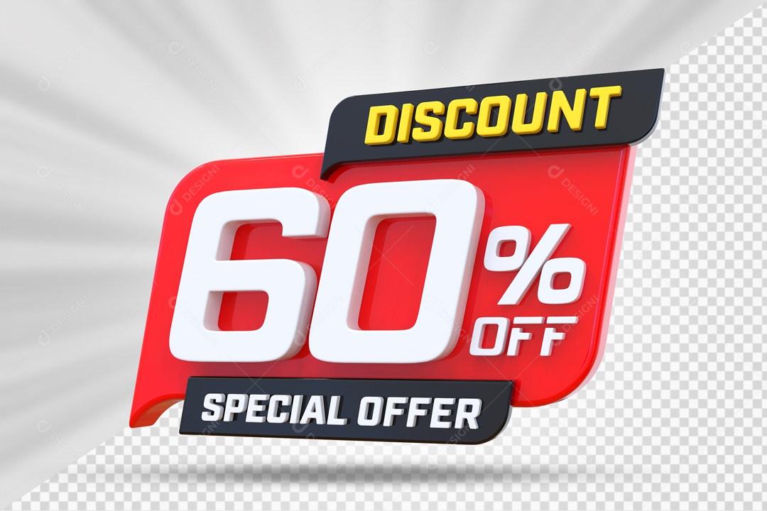 Selo 3D Vermelho Discount Special Offer 60% Para Composição PSD