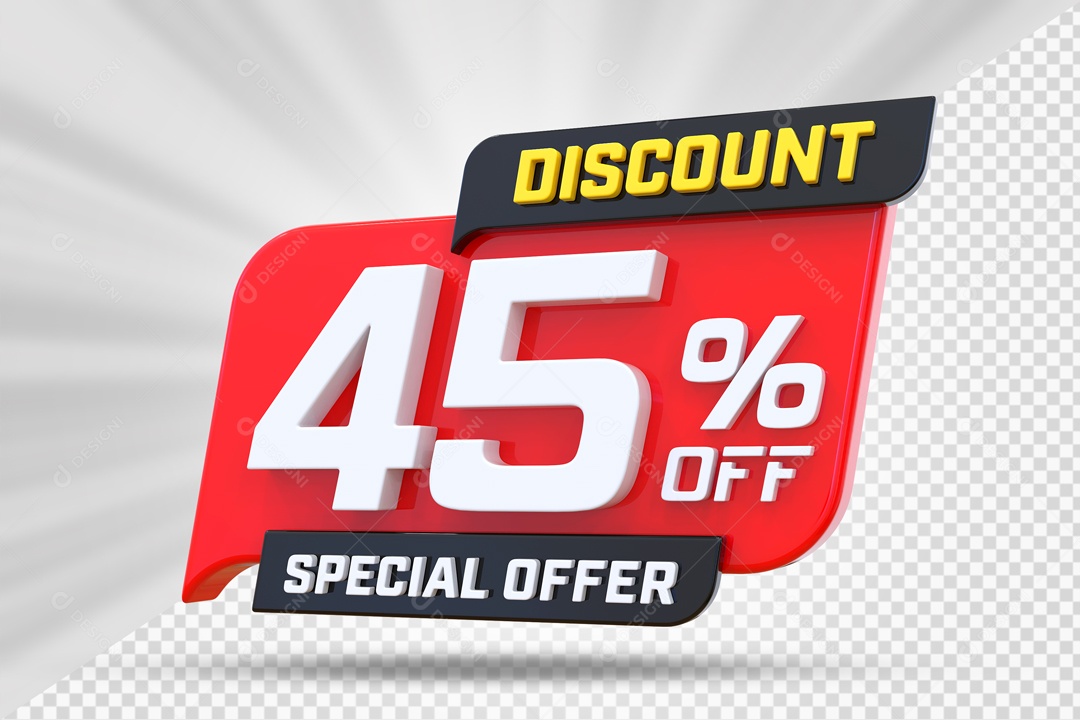 Selo 3D Vermelho Discount Special Offer 45% Para Composição PSD
