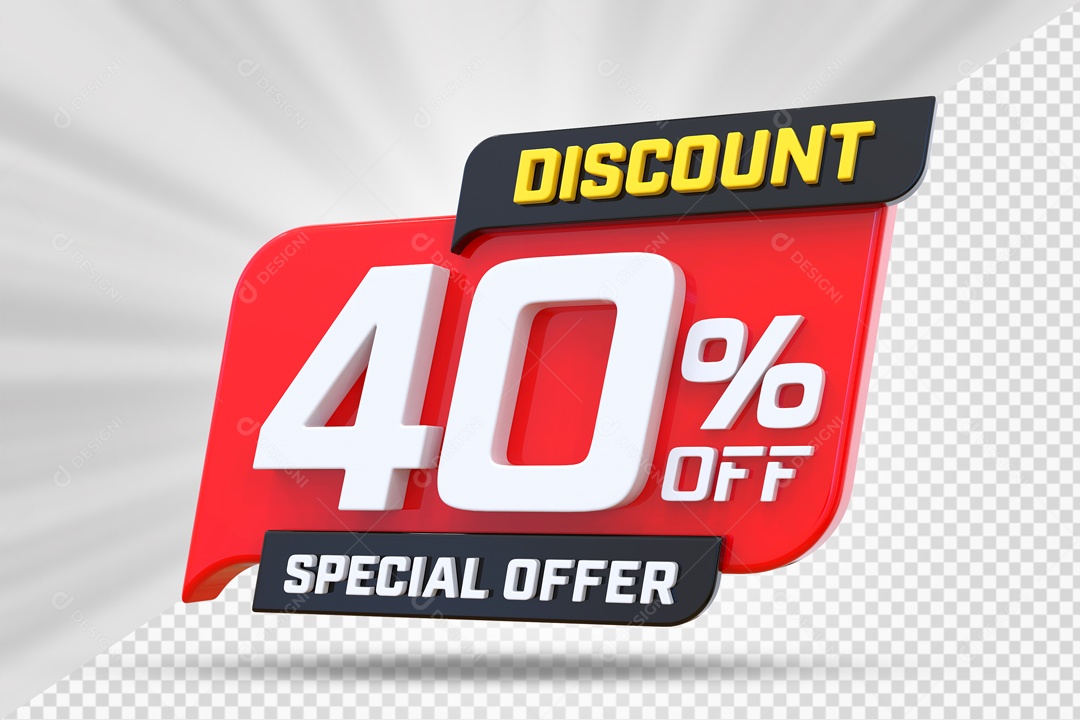 Selo 3D Vermelho Discount Special Offer 40% Para Composição PSD